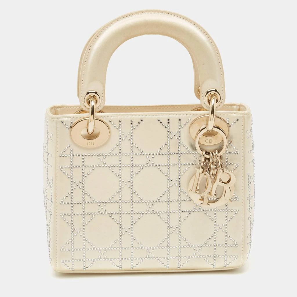 商品[二手商品] Dior|Dior Off White Cannage Satin Mini Crystals Embellished Lady Dior Tote,价格¥23175,第1张图片