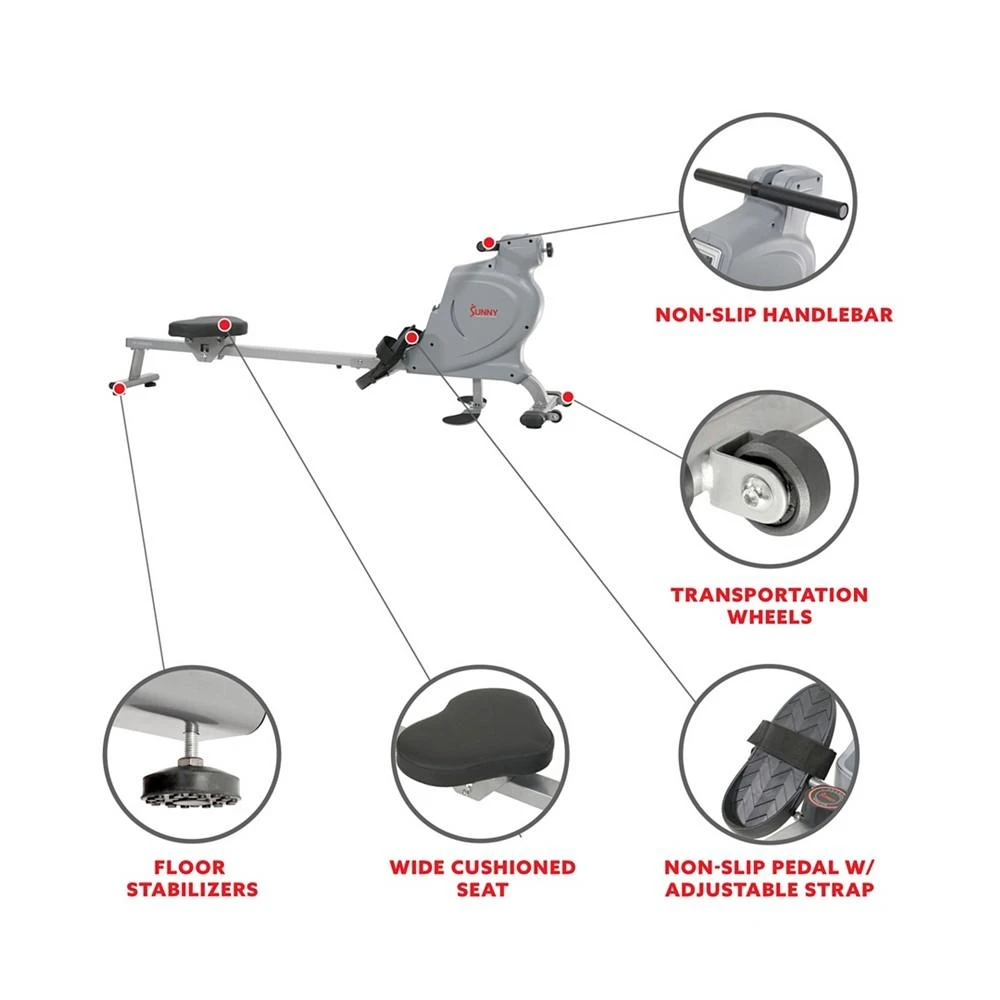 商品Sunny Health & Fitness|Dual Rower Rowing Machine, Sf-Rw5935,价格¥3936,第4张图片详细描述