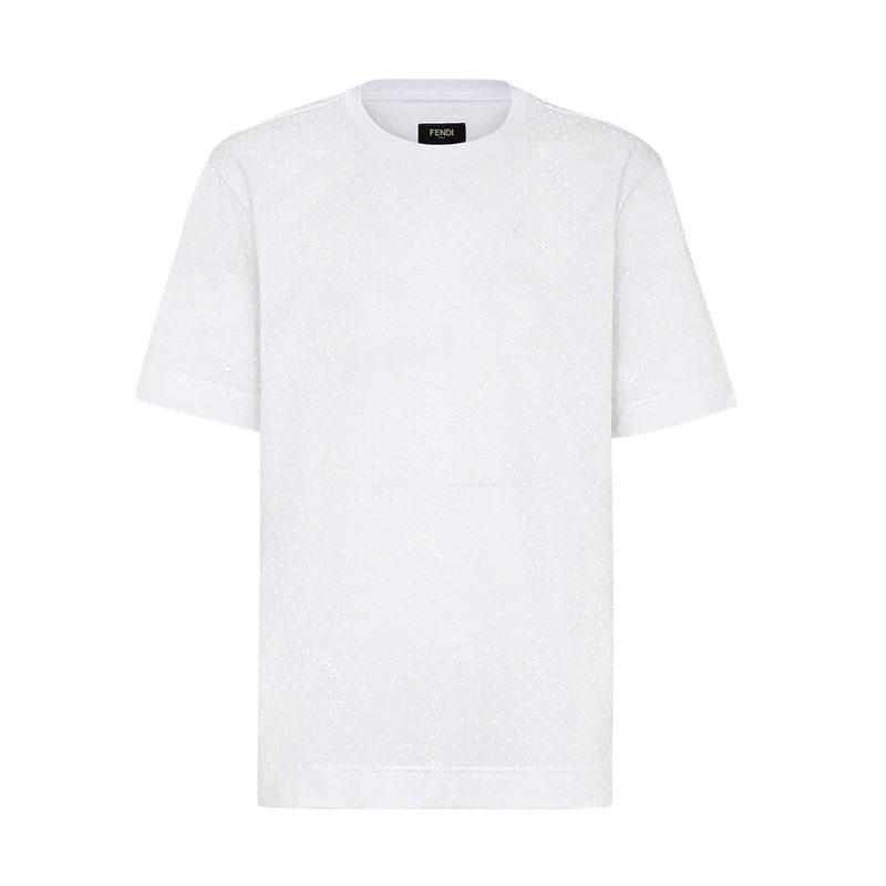 商品Fendi|【预售3-7天】FENDI/芬迪 22年早春新款 男士白色纯棉3D效果微印短袖T恤FY0936AH0JF0QA0,价格¥46432,第1张图片