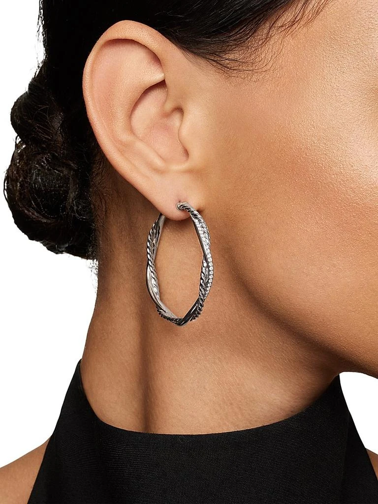 Infinity Hoop Earrings in Sterling Silver with Diamonds, 42MM 商品