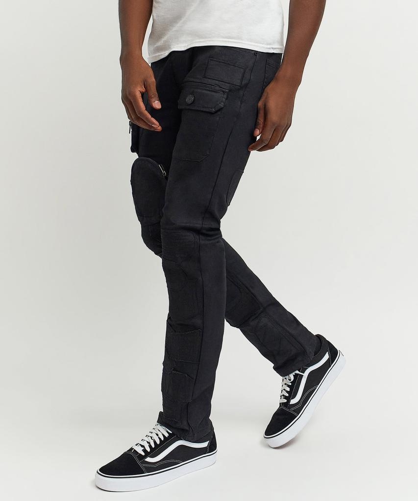 Sylvester Multi Pocket Utilty Waxed Cotton Embroidered Denim Jeans - Black商品第8张图片规格展示