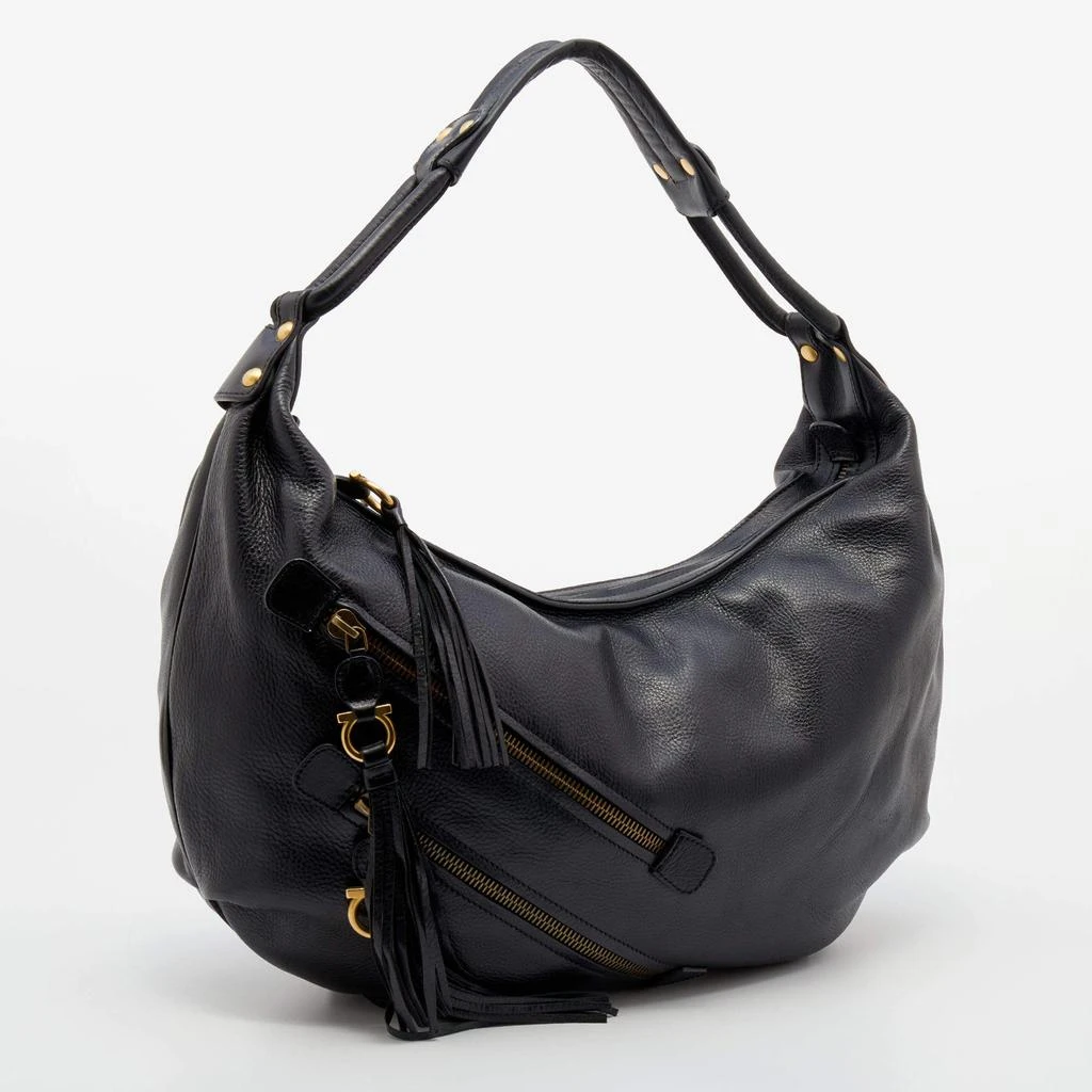 商品[二手商品] Salvatore Ferragamo|Salvatore Ferragamo Black Leather Tassel Detail Hobo,价格¥2478,第3张图片详细描述