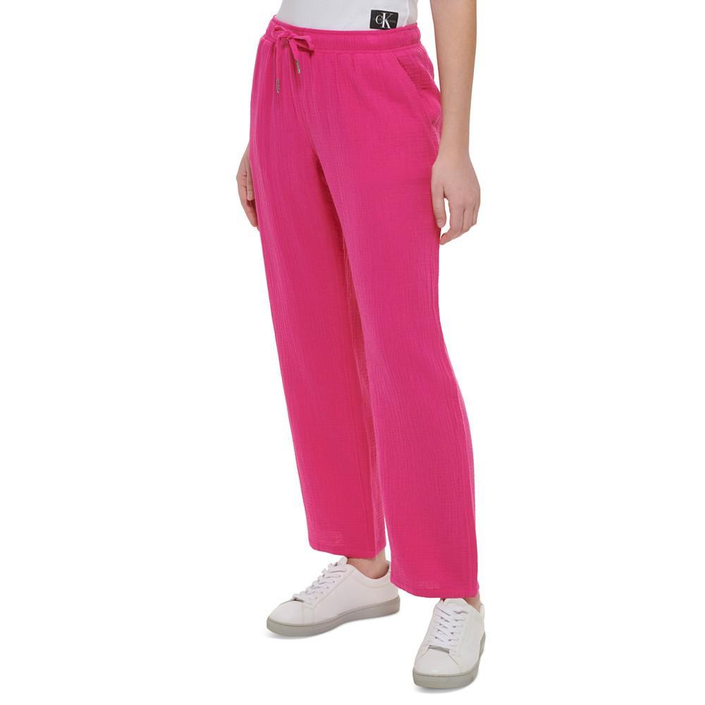 商品Calvin Klein|Women's Cotton Crepe Drawstring-Waist Pants,价格¥358-¥596,第3张图片详细描述