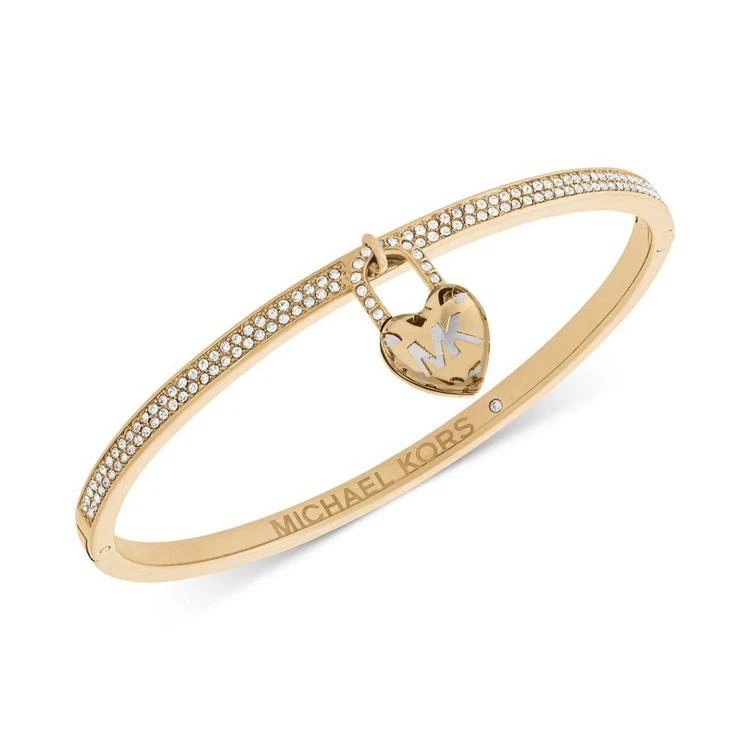商品Michael Kors|Pavé & Heart Lock Charm Bangle Bracelet,价格¥939,第1张图片