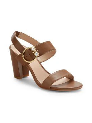 商品Stuart Weitzman|​Leather Block Heel Sandals,价格¥1406,第2张图片详细描述