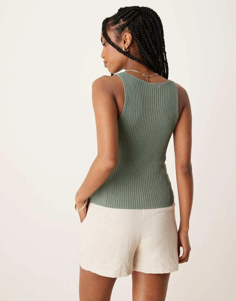 商品Mango|Mango knitted round neck vest in sage green,价格¥239,第4张图片详细描述