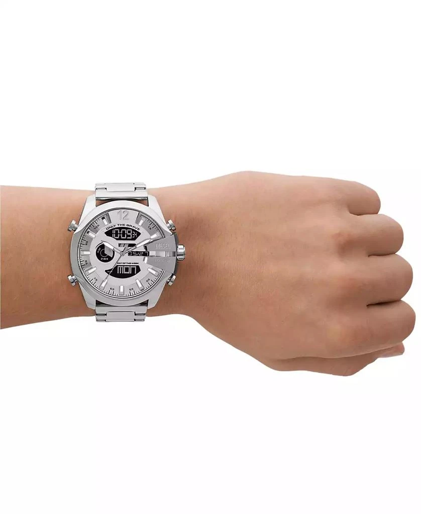 商品Diesel|Men's Mega Chief Digital Silver-Tone Stainless Steel Watch 51mm,价格¥2244,第4张图片详细描述