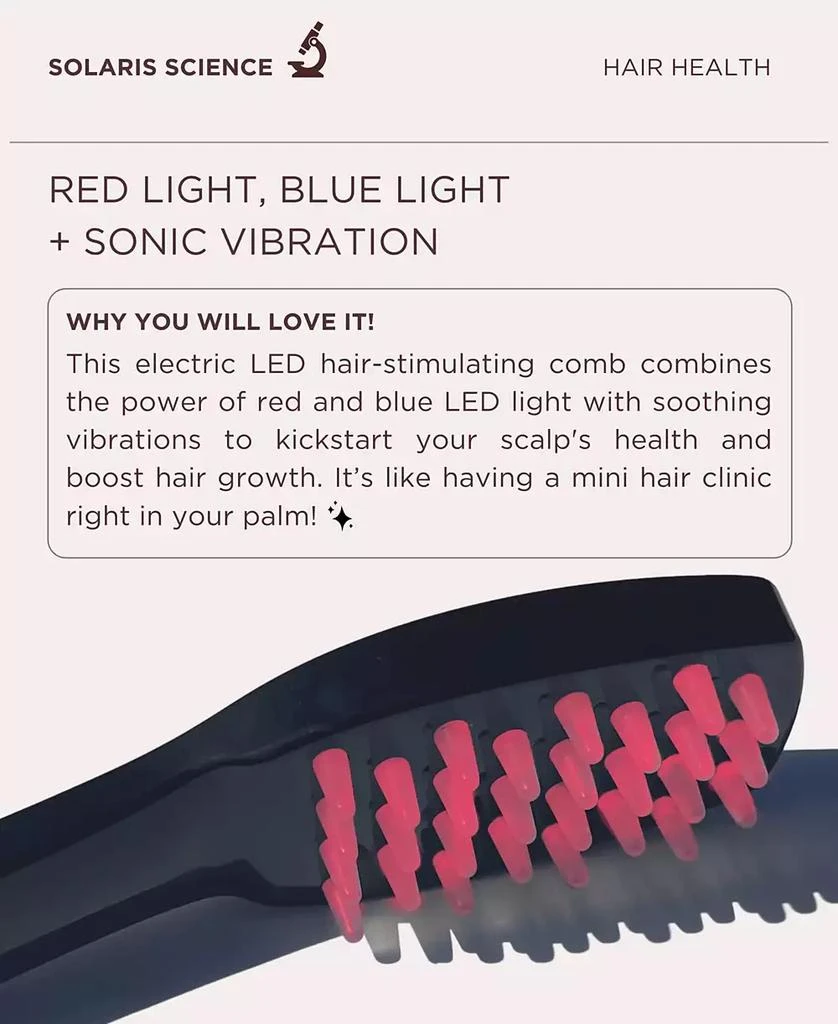 商品Solaris Laboratories NY|LED Hairbrush and Gua Sha Skin Hair Health Set,价格¥898,第3张图片详细描述