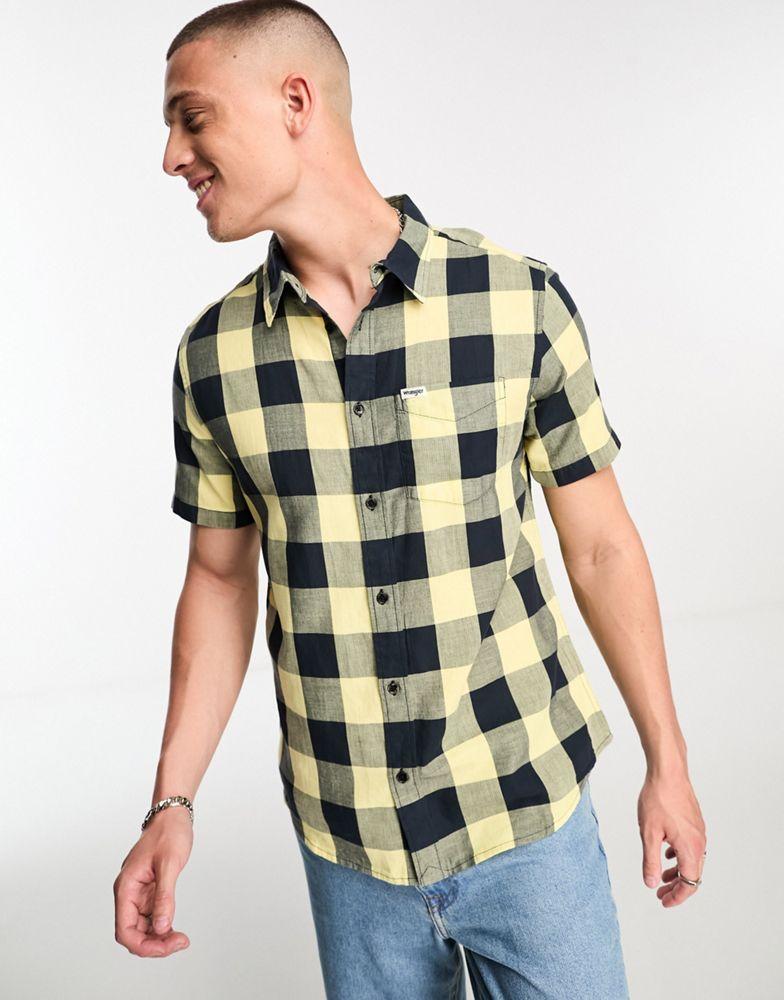 Wrangler check short sleeve shirt in yellow商品第2张图片规格展示