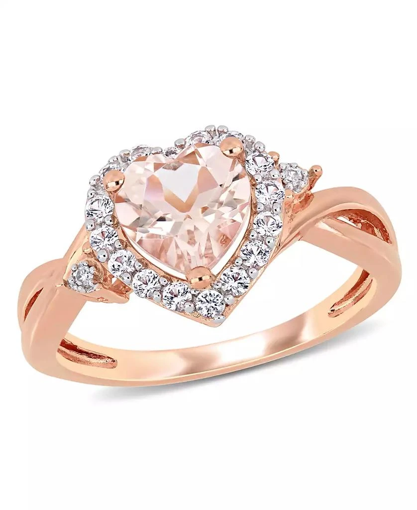 商品Macy's|Morganite (1-1/10 ct. t.w.) Lab-Grown White Sapphire (1/3 ct. t.w.) and Diamond Accent Heart Ring in 18k Rose Gold Over Silver,价格¥1570,第1张图片