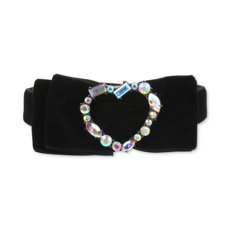 商品Betsey Johnson|Hematite-Tone Crystal Black Velvet Bow Choker Necklace,价格¥82,第1张图片