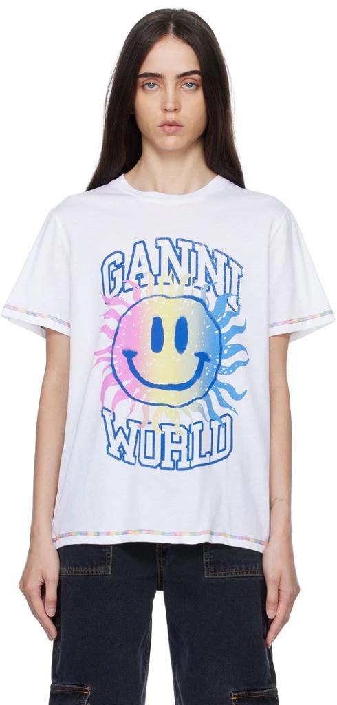 商品Ganni|White Smiley T-Shirt,价格¥646,第1张图片