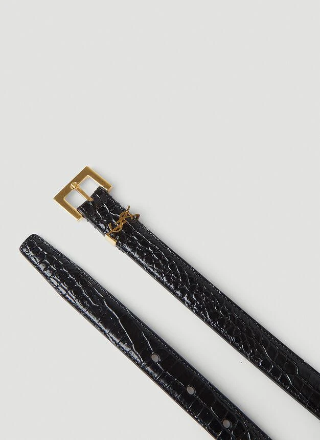 商品Yves Saint Laurent|Logo Plaque Fastening Belt in Black,价格¥4142,第2张图片详细描述