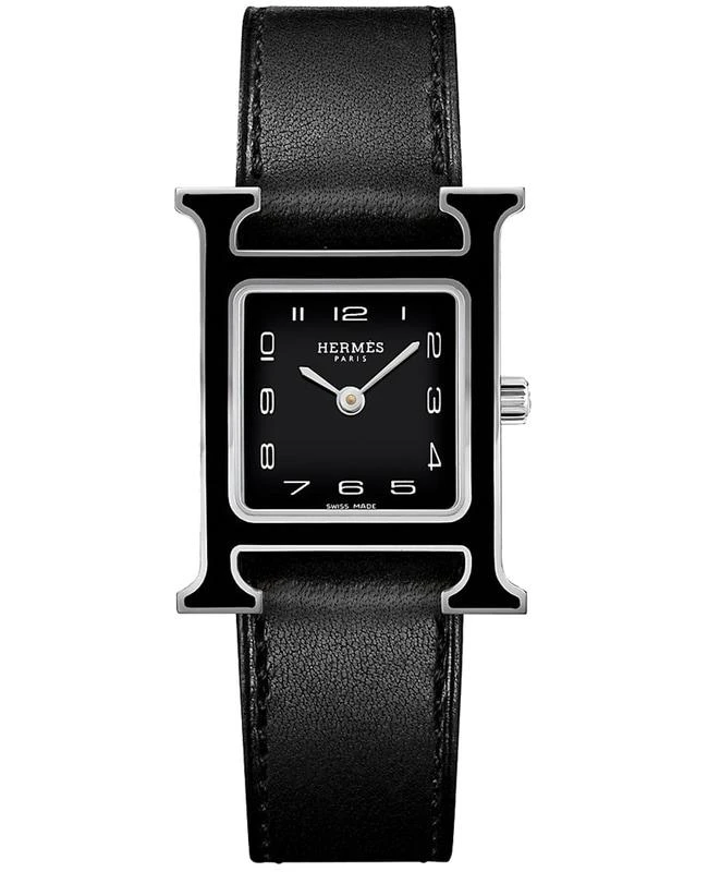 商品Hermes|Hermes H Hour 21mm Black Lacquered Case Unisex Watch 044936WW00,价格¥20587,第1张图片