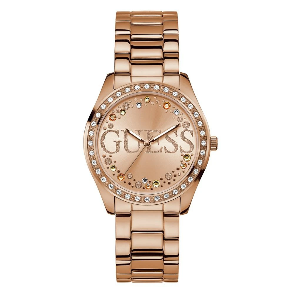 商品GUESS|Women's Rose Gold-Tone Glitz Stainless Steel Bracelet Watch, 39mm,价格¥661,第1张图片