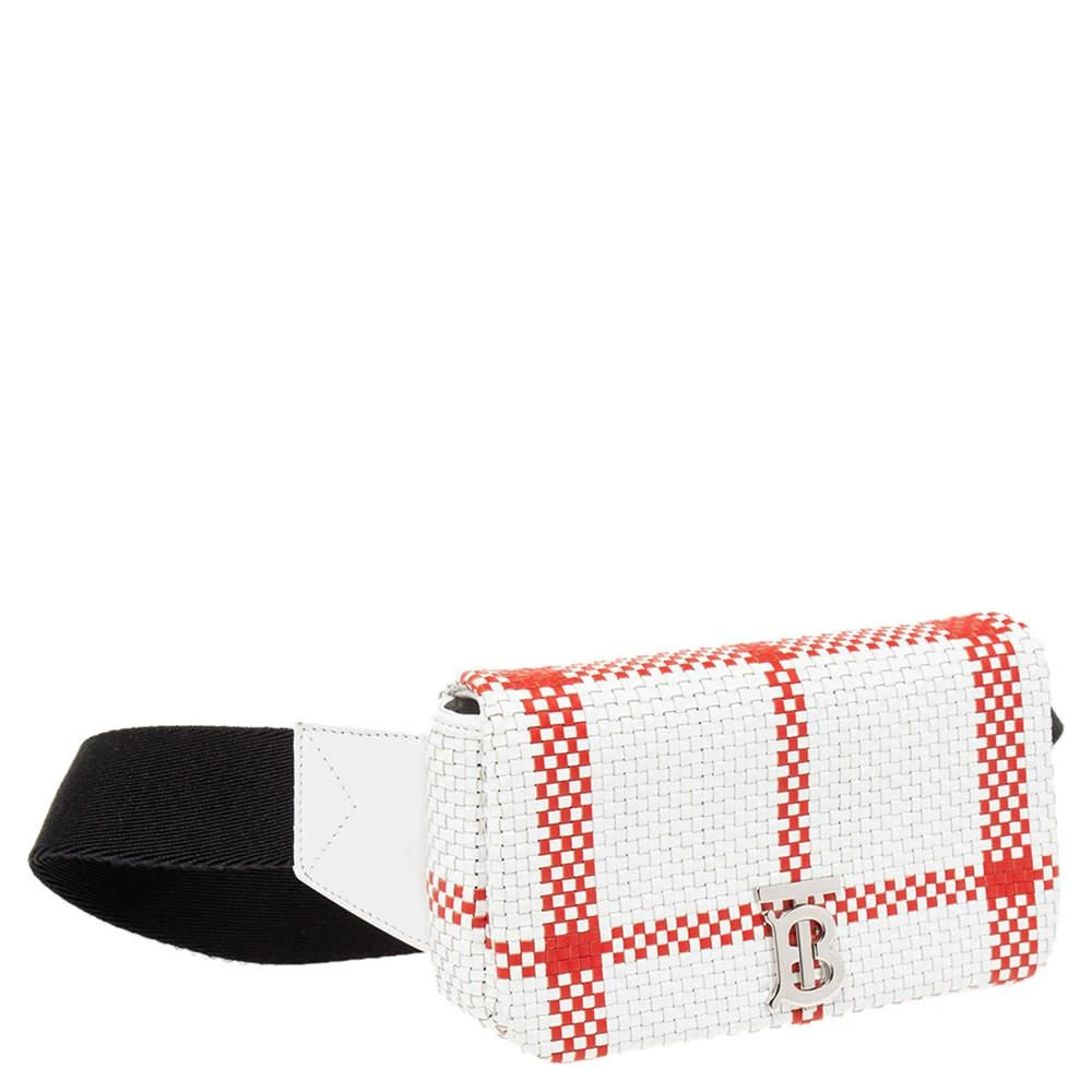 商品Burberry|Burberry White/Red Woven Leather TB Lola Belt Bag,价格¥4927,第3张图片详细描述