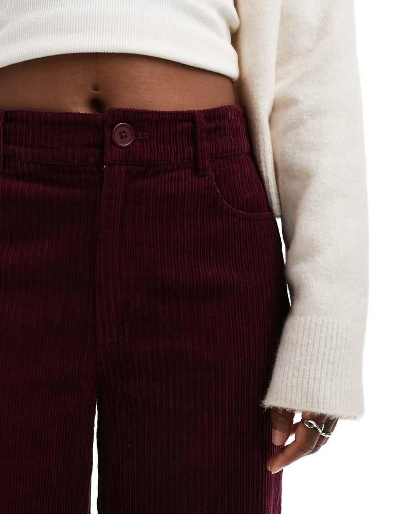 商品ASOS|ASOS DESIGN cord cropped wide leg trousers in dark cherry,价格¥266,第5张图片详细描述