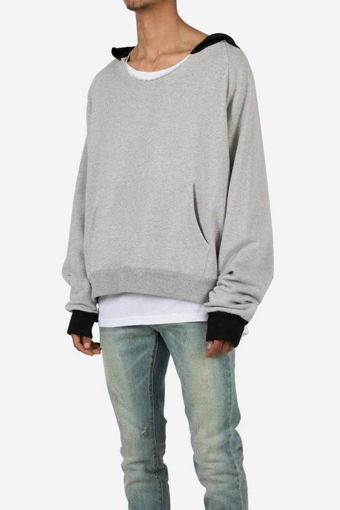 商品MNML|Cut Neck Hoodie - Grey,价格¥211,第2张图片详细描述