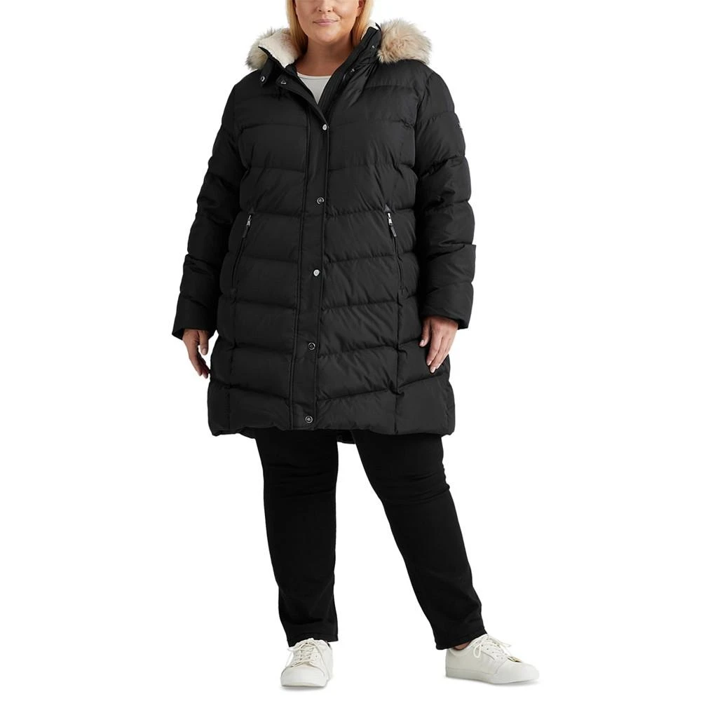 商品Ralph Lauren|Women's Plus Size Faux-Fur-Trim Hooded Puffer Coat,价格¥1519,第1张图片