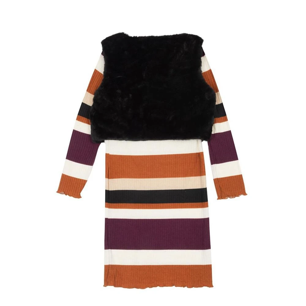 商品Rare Editions|Big Girls Rib Knit Dress with Faux Fur Vest, 2 Piece Set,价格¥302,第2张图片详细描述
