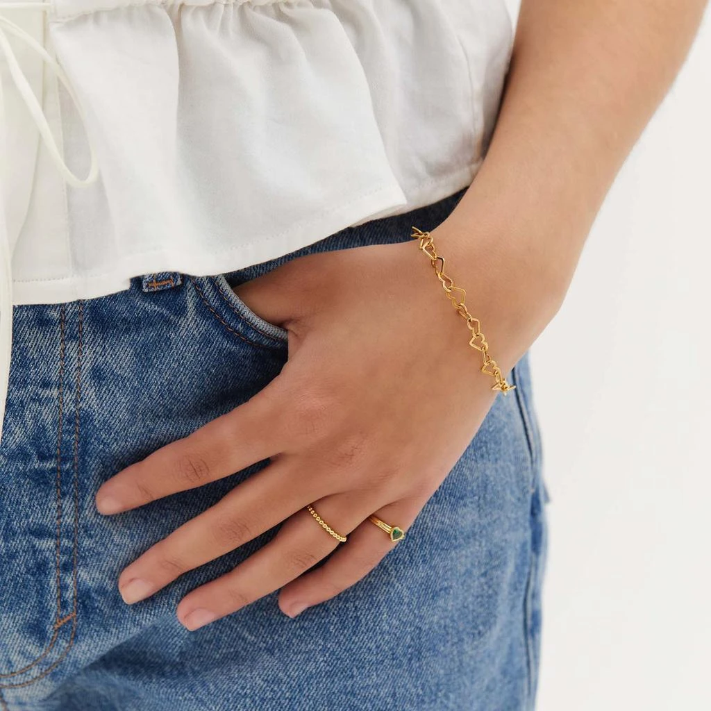 商品anna + nina|anna + nina Linked Hearts 14-Karat Gold-Plated Bracelet,价格¥365,第2张图片详细描述