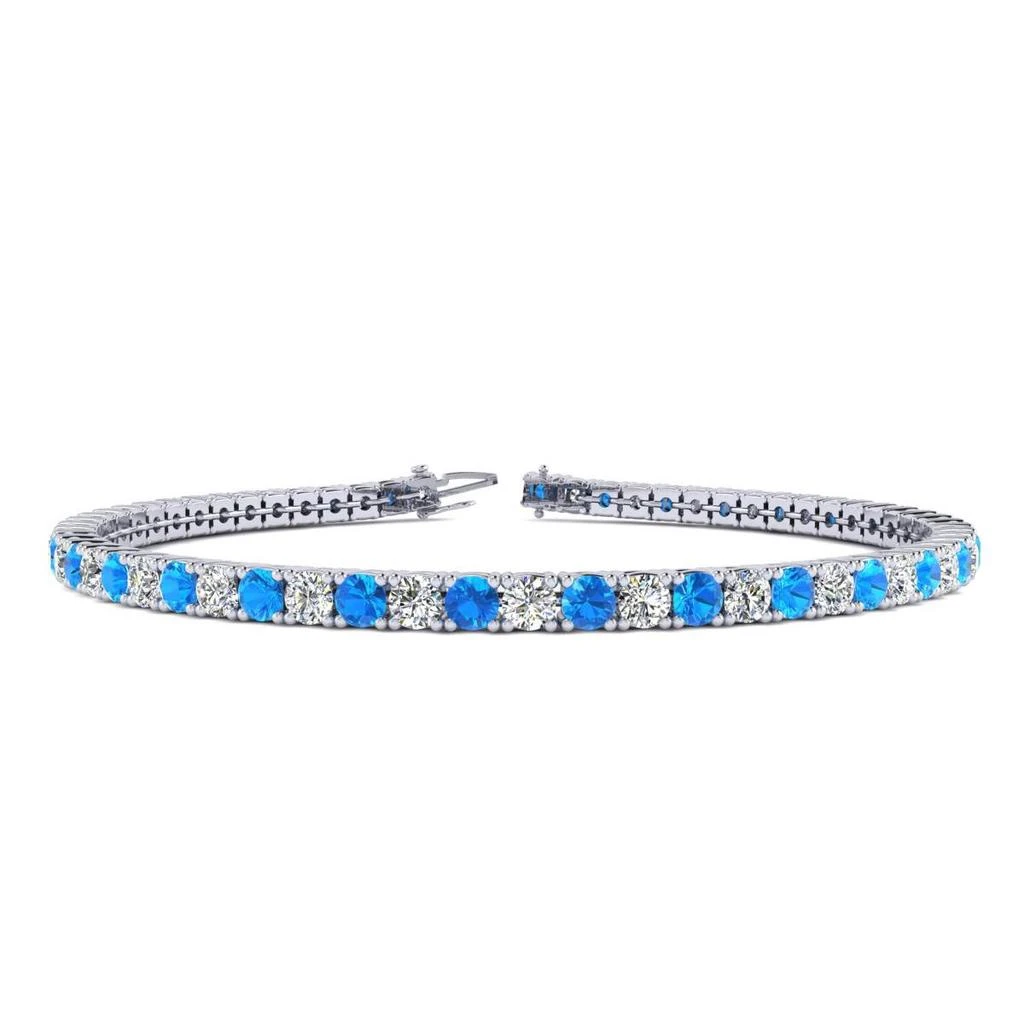 商品SSELECTS|5 Carat Blue Topaz And Diamond Tennis Bracelet In 14 Karat White Gold, 8 Inches,价格¥17872,第1张图片