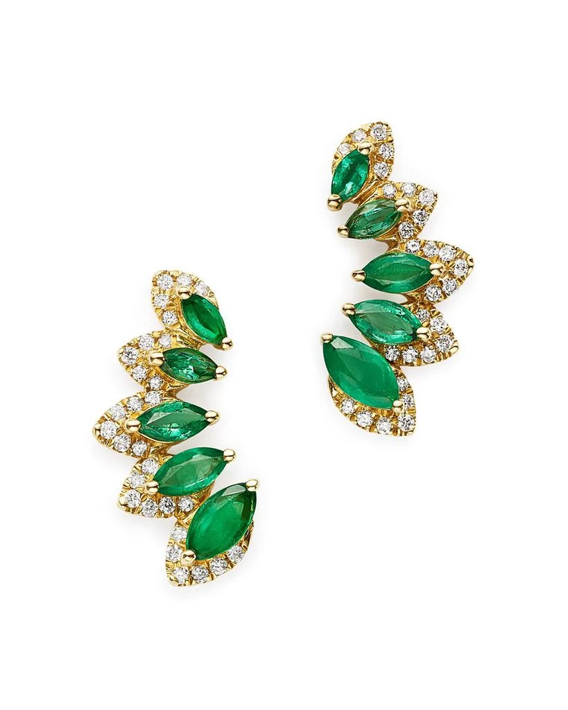 商品Bloomingdale's|Emerald & Diamond Climber Earrings in 14K Yellow Gold,价格¥12141,第1张图片