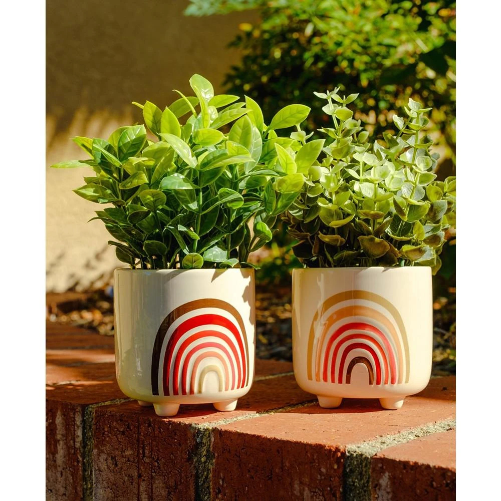 商品Flora Bunda|Eucalyptus Tea Leaf in Mini Rainbow Ceramic Pot Footed Set, 2 Piece,价格¥545,第3张图片详细描述