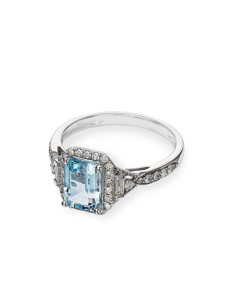 Aquamarine & Diamond Halo Ring in 14K White Gold 商品
