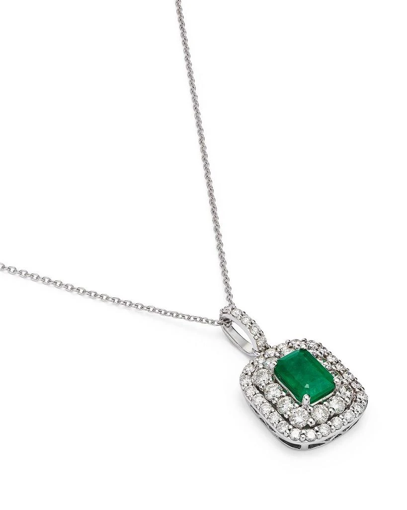 Emerald & Diamond Pendant Necklace in 14K White Gold, 18" 商品