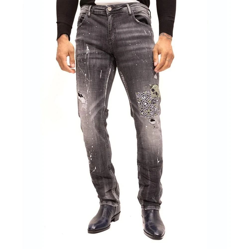 商品RON TOMSON|Men's Modern Skull Drip Denim Jeans,价格¥1335,第1张图片