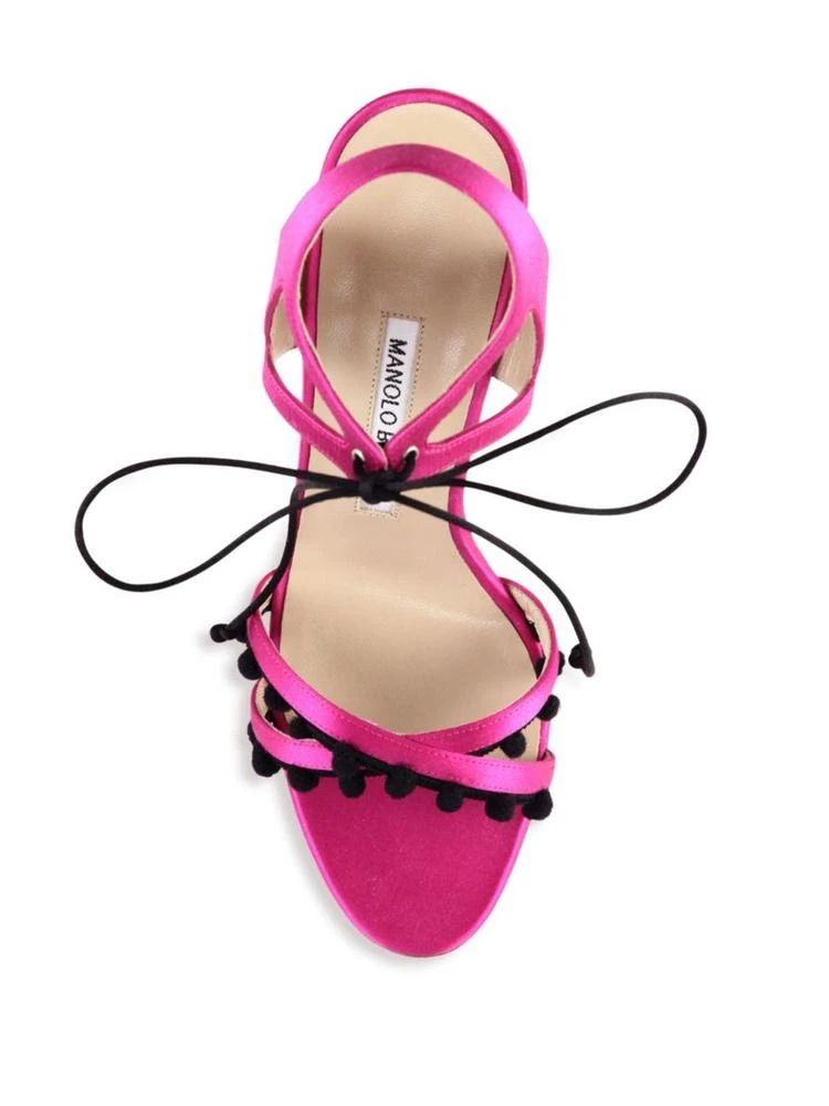 商品Manolo Blahnik|Esparra Pom-Pom Front-Tie Sandals,价格¥1788,第4张图片详细描述