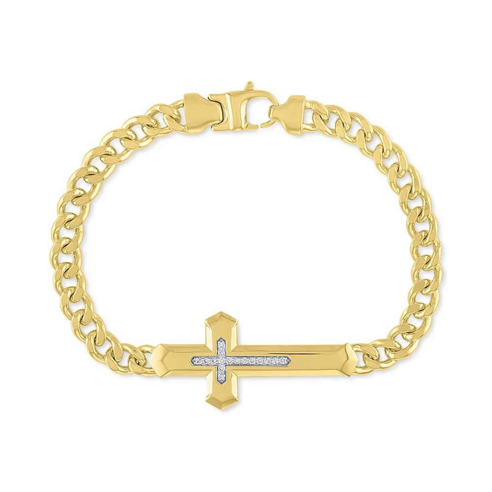 商品Macy's|Men's Diamond Cross Bracelet (1/5 ct. t.w.) in 14k Gold-Plated Sterling Silver,价格¥5023,第1张图片