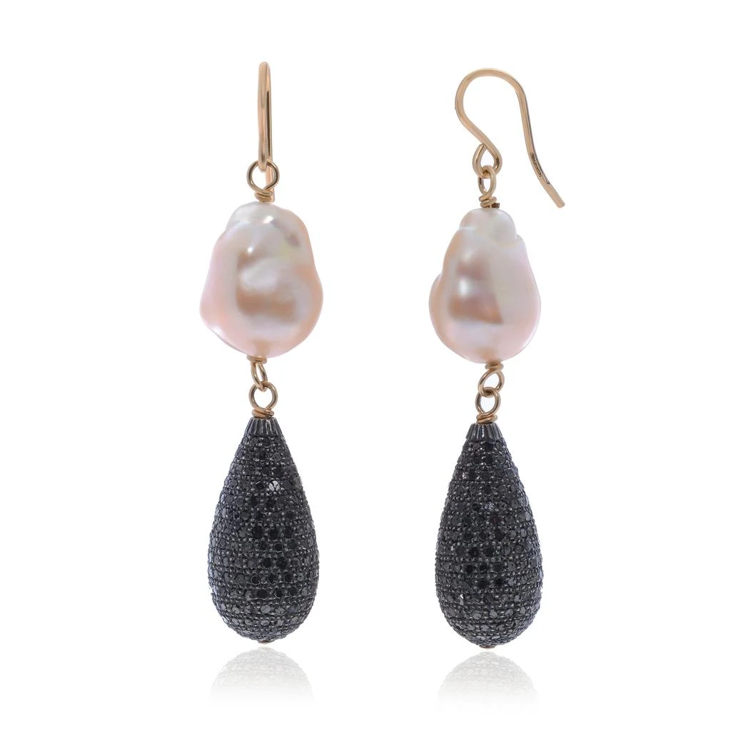 商品Zydo|Zydo Sterling Silver, Black Diamond 12.80ct. tw. and Pearl 12mm Drop Earrings,价格¥19024,第3张图片详细描述