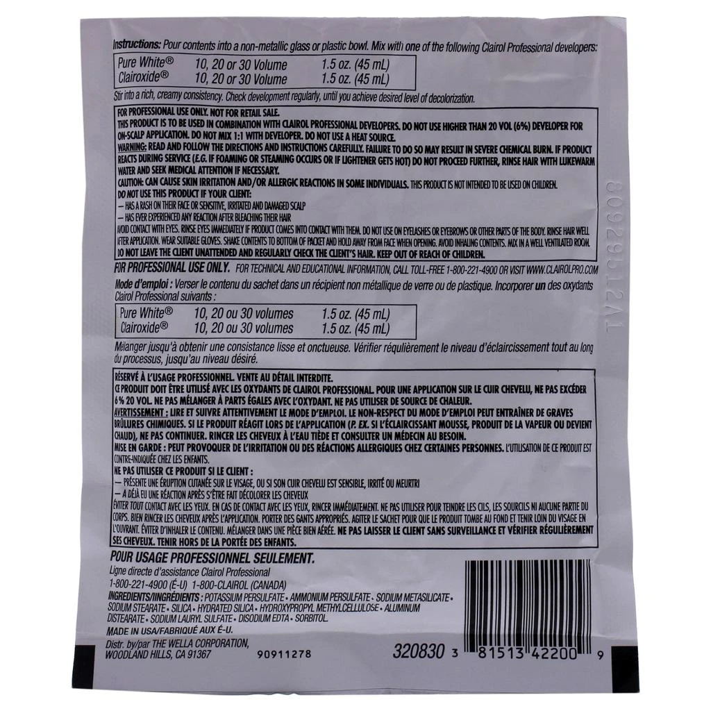 商品Clairol|Professional Basic White 2 Powder Lighteners by Clairol for Unisex - 1 oz Hair Color,价格¥106,第1张图片
