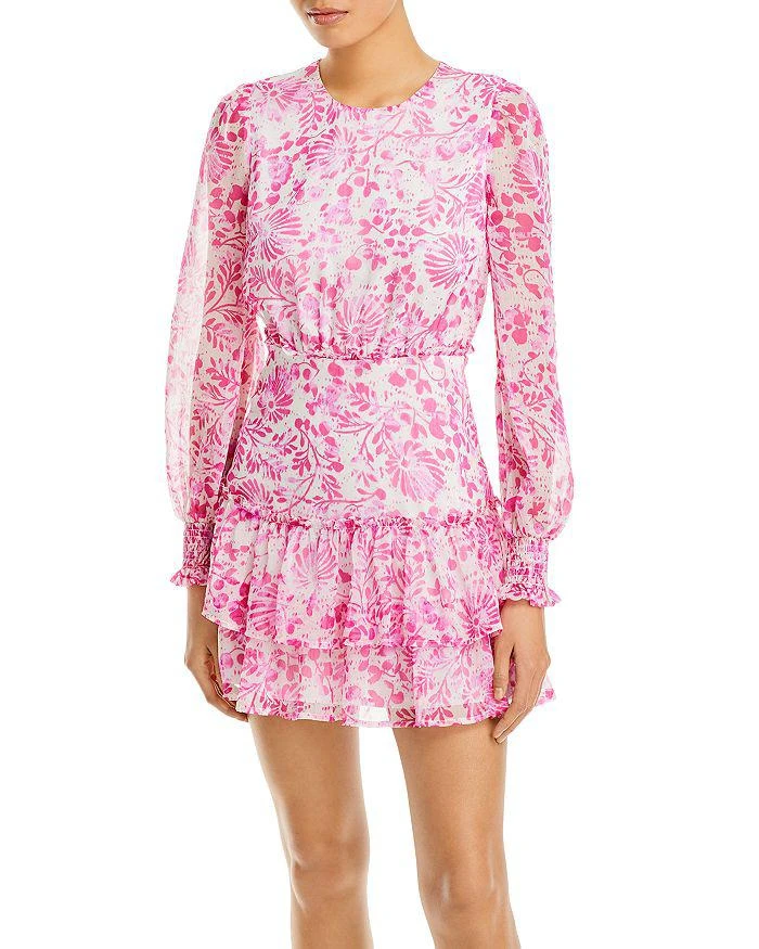 商品AQUA|Floral Print Ruffle Tiered Mini Dress - 100% Exclusive,价格¥160,第1张图片详细描述
