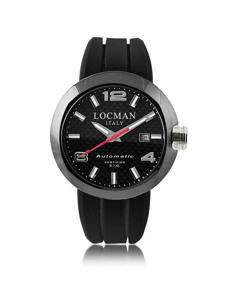 商品Locman 洛克曼|One Automatico黑色PVD不锈钢男士手表配皮革和硅胶表带套装,价格¥3926,第1张图片