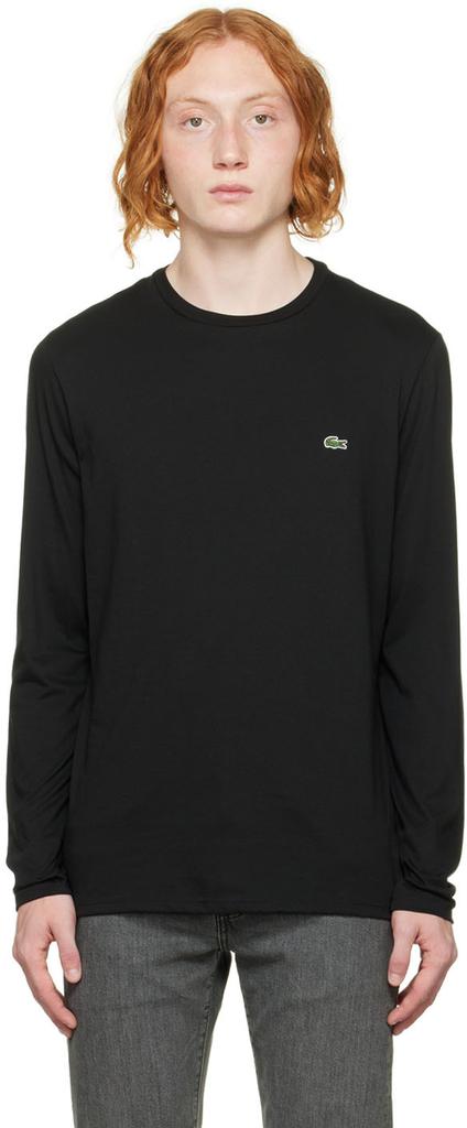 Black Embroidered Patch Long Sleeve T-Shirt商品第1张图片规格展示