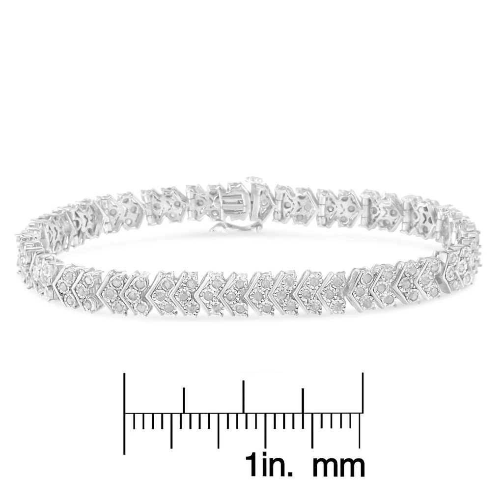 .925 Sterling Silver 2.0 Cttw Diamond Miracle-Set Nested Chevron Link 7" Tennis Bracelet 商品