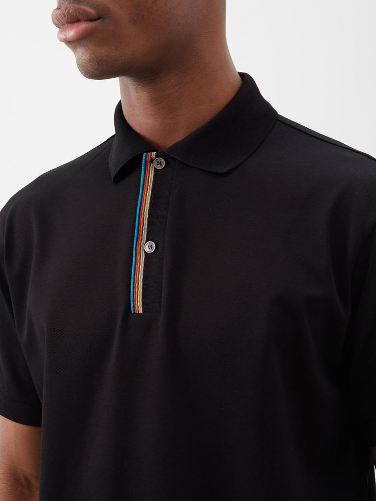 Signature-stripe trimmed cotton polo shirt商品第4张图片规格展示