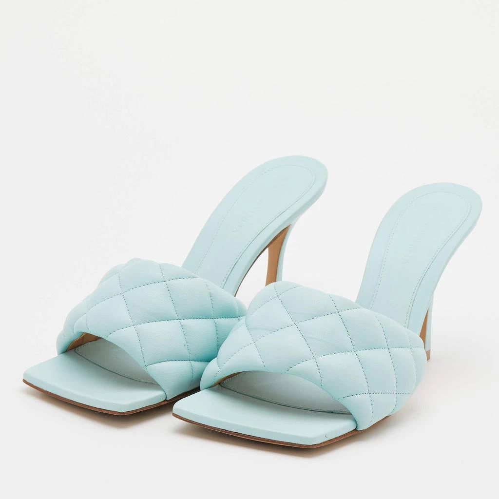 商品[二手商品] Bottega Veneta|Bottega Veneta Light Blue Quilted Leather Lido Slide Sandals Size 40.5,价格¥4470,第2张图片详细描述