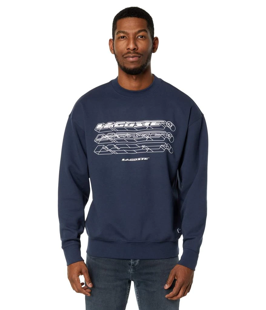 商品Lacoste|Long Sleeve Loose Fit Double Face Front Graphic Crew Neck Sweatshirt,价格¥453,第1张图片