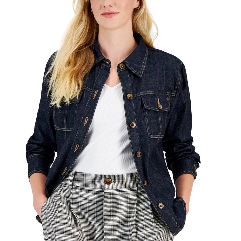 商品Tommy Hilfiger|Women's Denim Shirttail Trucker Shacket,价格¥495,第1张图片