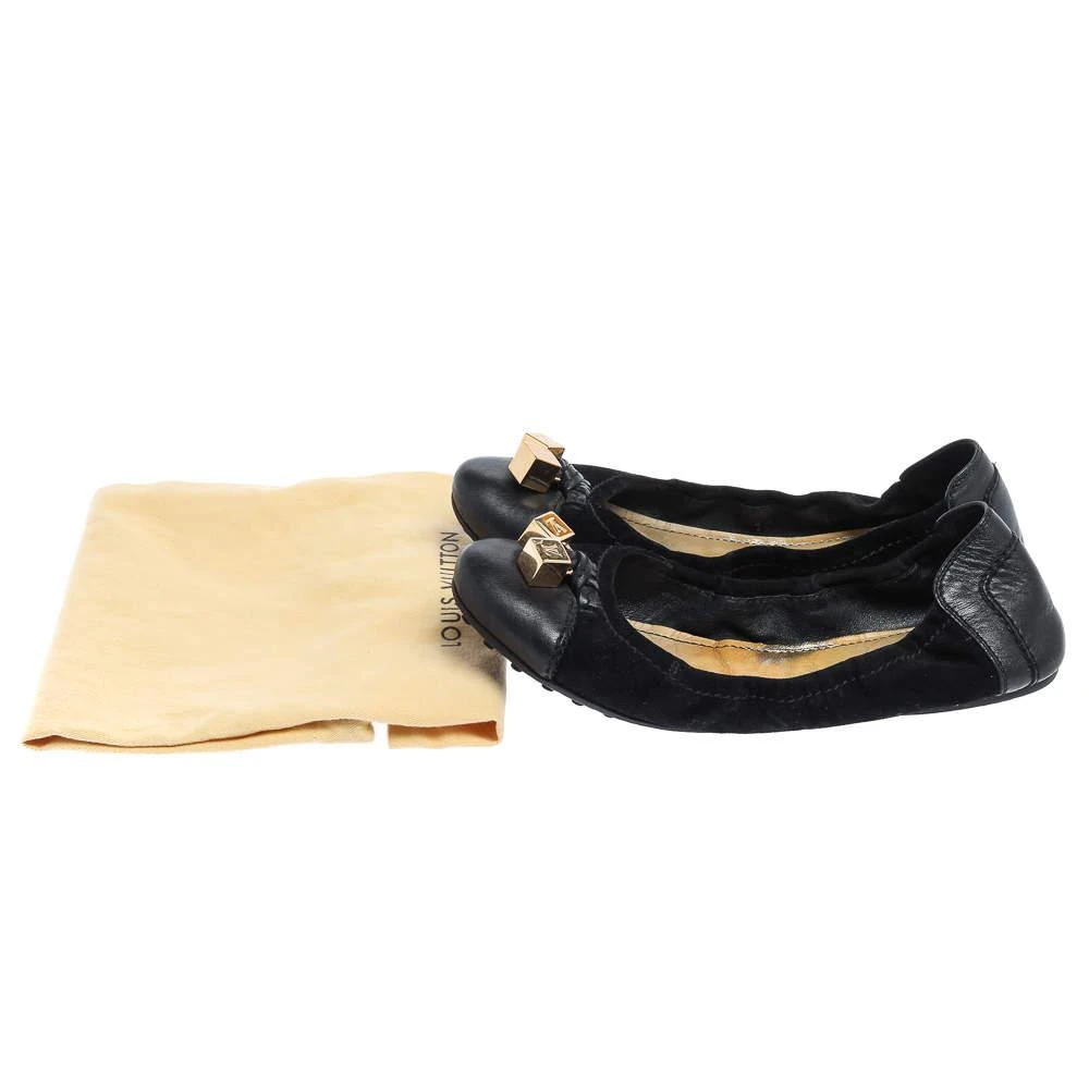 Louis Vuitton Black  Suede And Leather Dice Scrunch Ballet Flats Size 38 商品