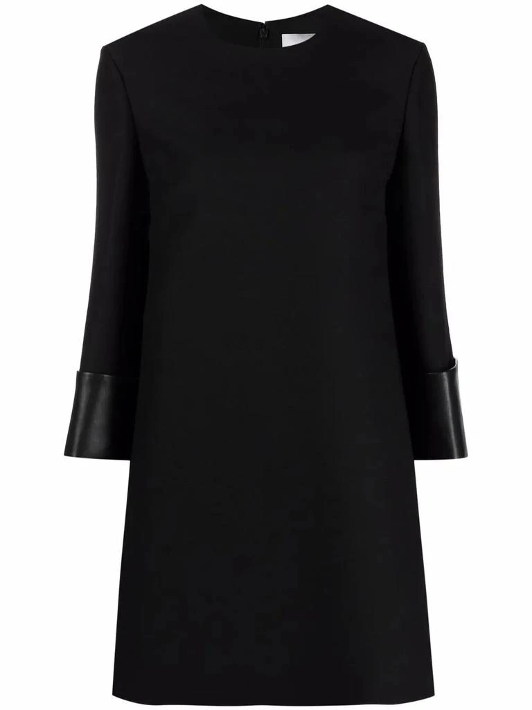 商品Valentino|Valentino Leather-Trim Virgin Wool-Blend Dress,价格¥8566,第1张图片