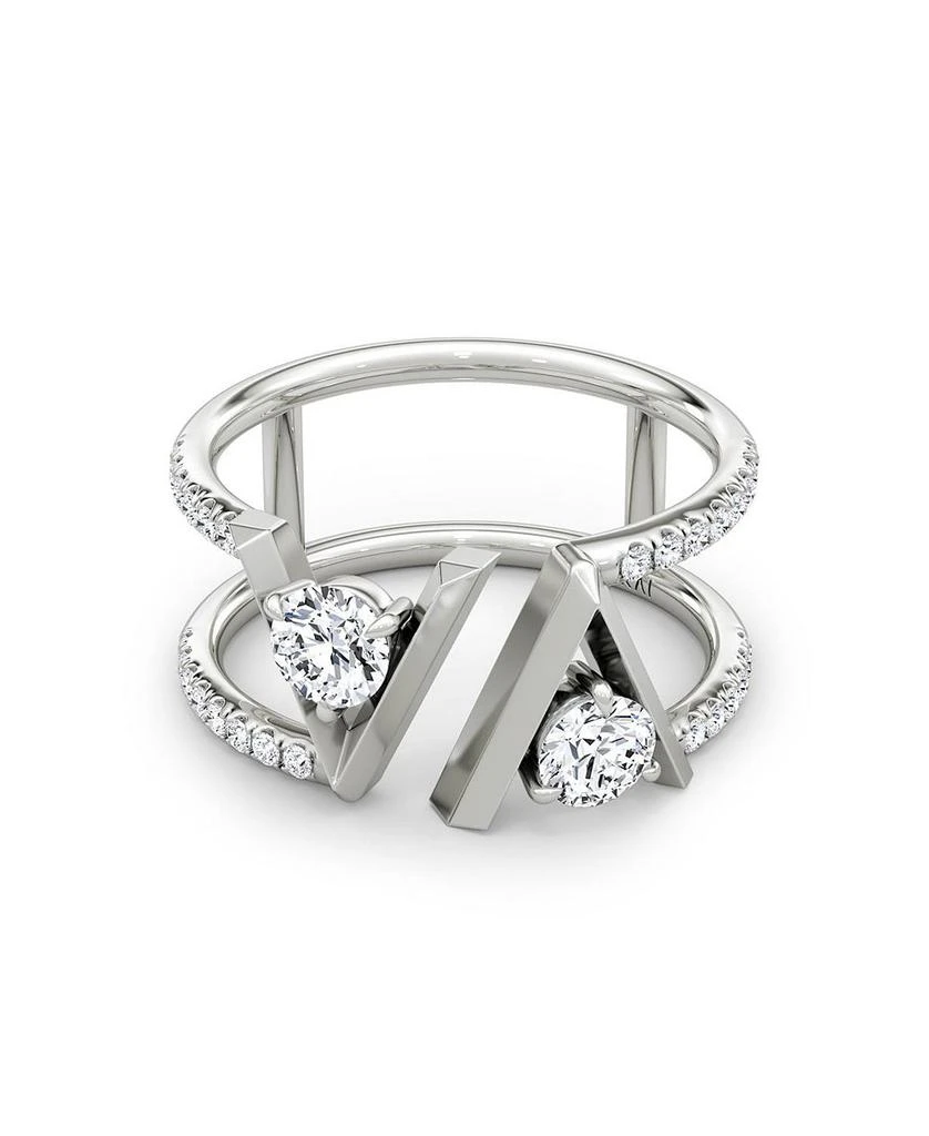 商品VRAI|V Double Row Pavé Band in 14K White Gold, .72ctw Round Brilliant Lab Grown Diamonds,价格¥8180,第1张图片