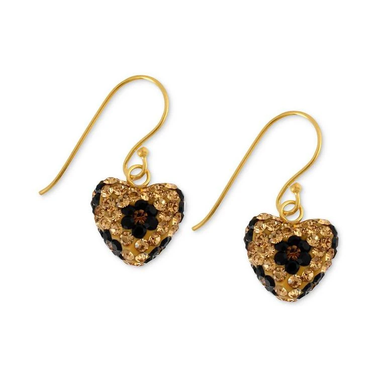 商品Betsey Johnson|Antique Gold-Tone Crystal Leopard Heart Drop Earrings,价格¥215,第1张图片