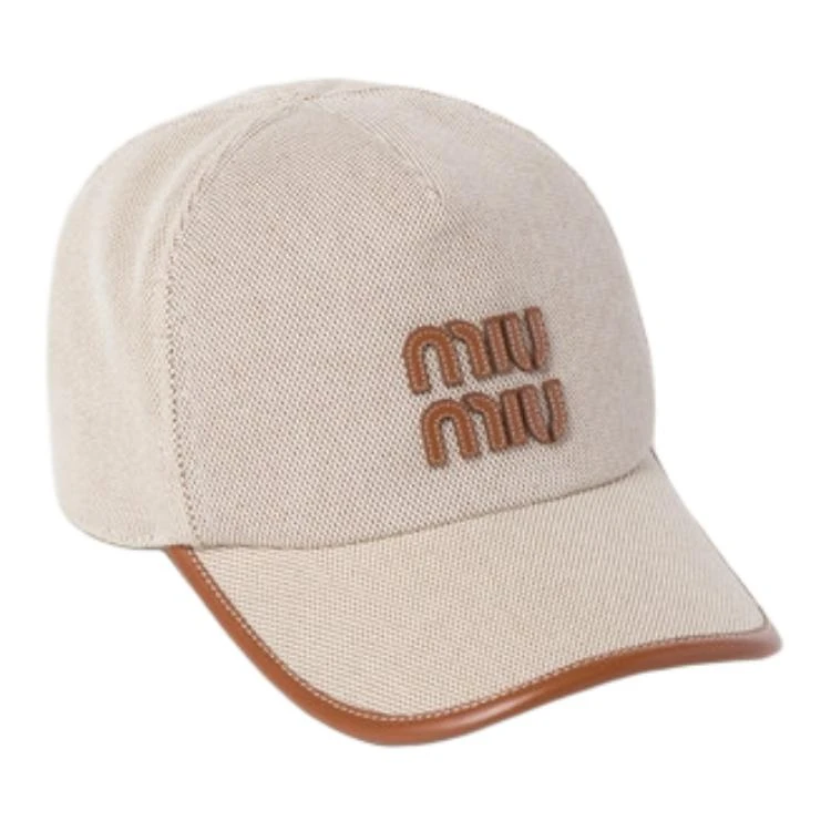 商品[国内直发] Miu Miu|缪缪 Logo印花 帆布 鸭舌帽 女款 自然色/白兰地色,价格¥3964,第3张图片详细描述