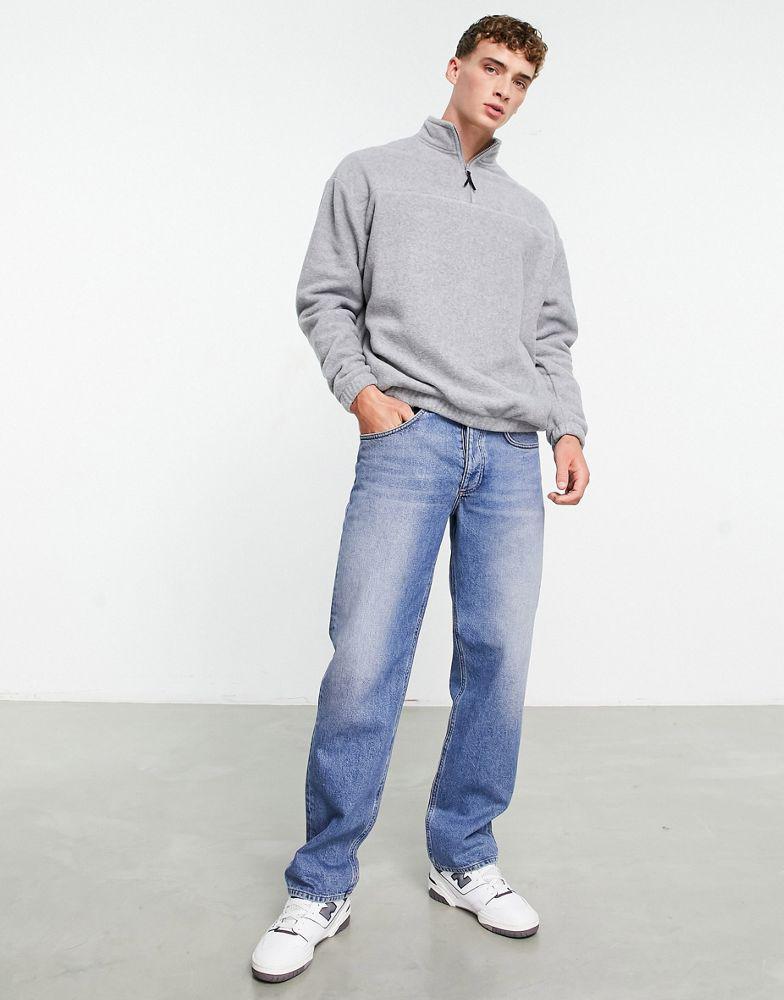 商品ASOS|ASOS DESIGN oversized half zip sweatshirt in grey polar fleece,价格¥220,第6张图片详细描述