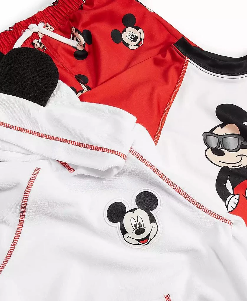 商品Disney|Baby Mickey Mouse Hooded Terry Coverup, Rash Guard & Swim Trunks, 3 Piece Set,价格¥104,第4张图片详细描述